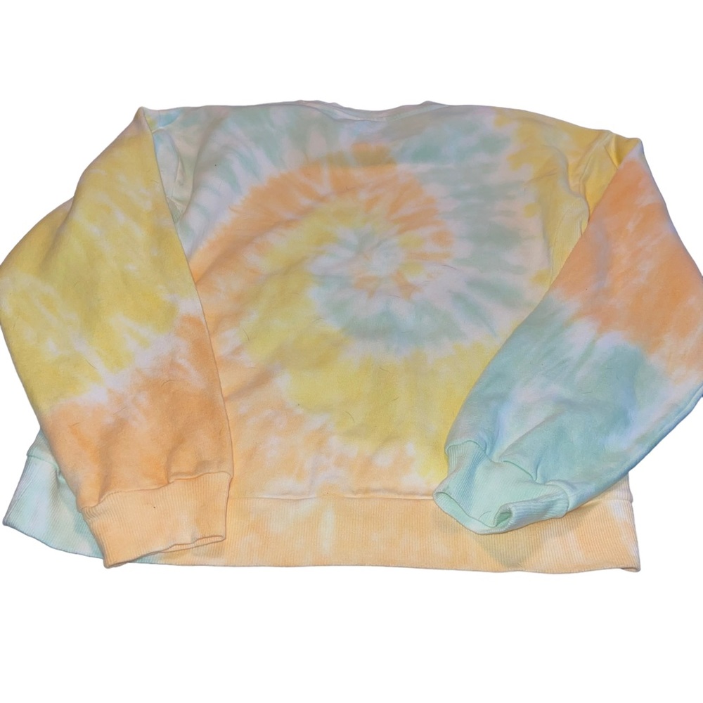 Disney Women’s Sweatshirt Junior Size 15-17 New With Tag Tye Dye Yellow Green - Picture 4 of 4